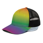LGBT Pride Rainbow Gradient Print Black Mesh Trucker Cap