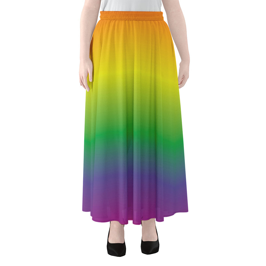LGBT Pride Rainbow Gradient Print Chiffon Maxi Skirt