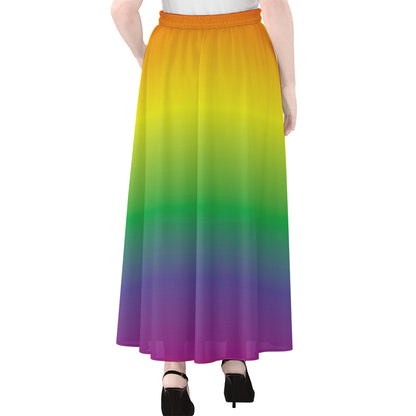 LGBT Pride Rainbow Gradient Print Chiffon Maxi Skirt