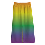 LGBT Pride Rainbow Gradient Print Cotton Front Slit Maxi Skirt