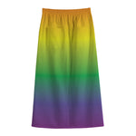 LGBT Pride Rainbow Gradient Print Cotton Front Slit Maxi Skirt