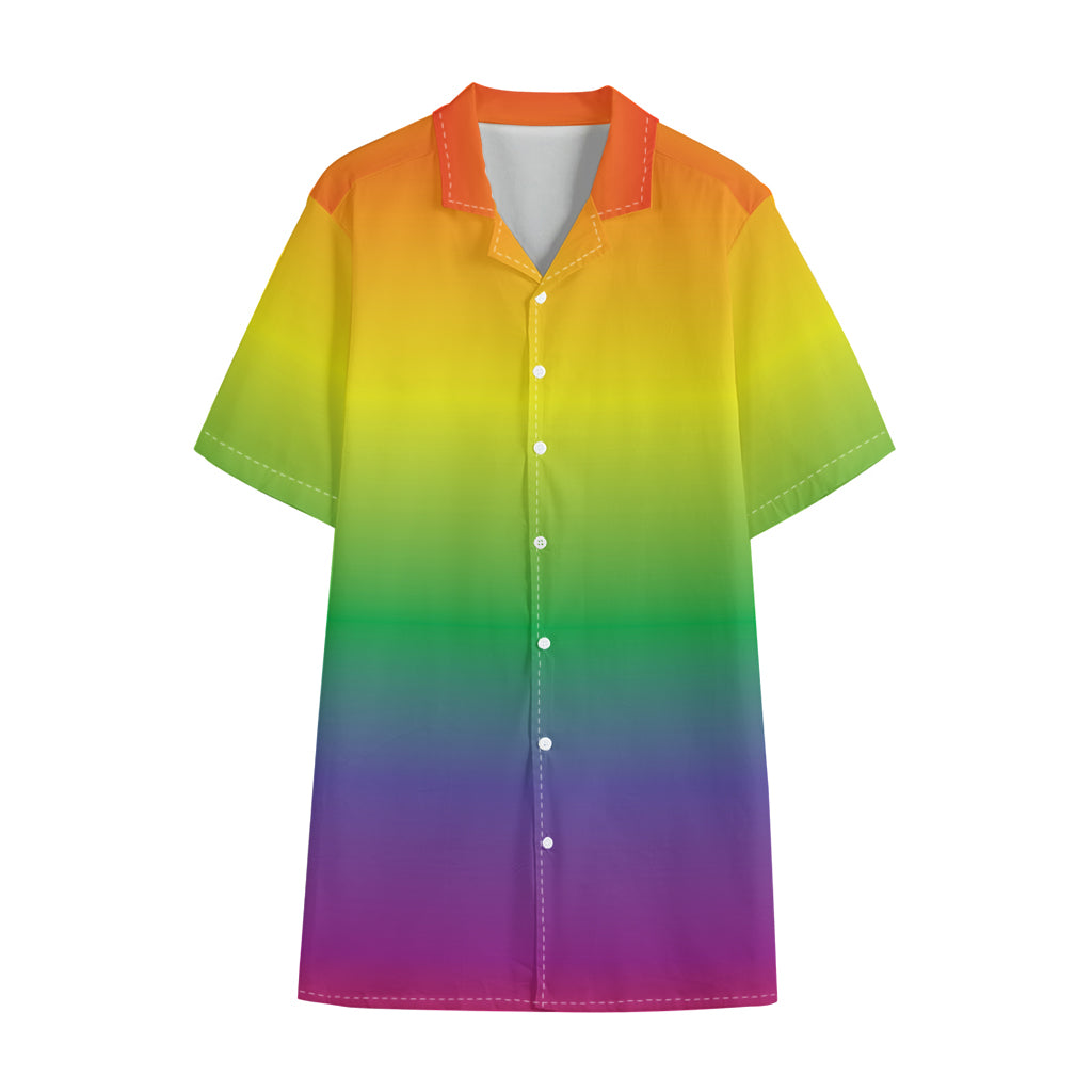 LGBT Pride Rainbow Gradient Print Cotton Hawaiian Shirt
