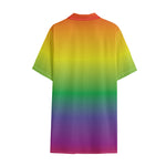 LGBT Pride Rainbow Gradient Print Cotton Hawaiian Shirt