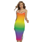 LGBT Pride Rainbow Gradient Print Cross Back Cami Dress
