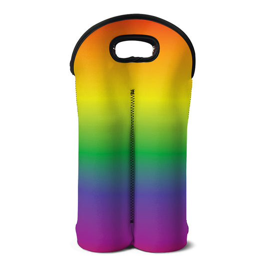LGBT Pride Rainbow Gradient Print Double Neoprene Wine Tote