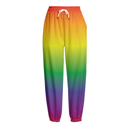 LGBT Pride Rainbow Gradient Print Fleece Lined Knit Pants