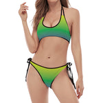 LGBT Pride Rainbow Gradient Print Halter Scoop Tie Side Bikini