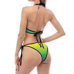 LGBT Pride Rainbow Gradient Print Halter Scoop Tie Side Bikini