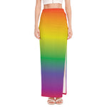 LGBT Pride Rainbow Gradient Print High Slit Maxi Skirt