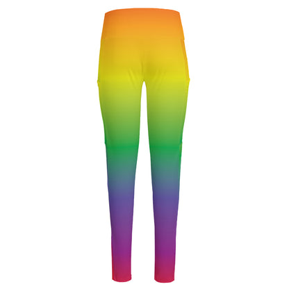 LGBT Pride Rainbow Gradient Print High-Waisted Pocket Leggings