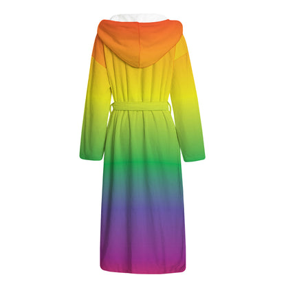 LGBT Pride Rainbow Gradient Print Hooded Bathrobe