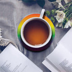 LGBT Pride Rainbow Gradient Print Leather Coaster Set