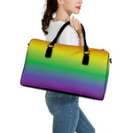 LGBT Pride Rainbow Gradient Print Leather Duffle Bag