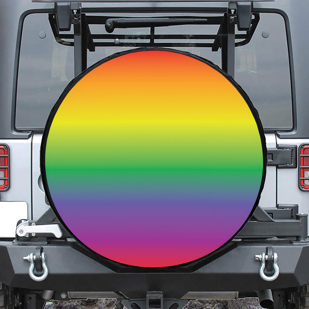 LGBT Pride Rainbow Gradient Print Leather Spare Tire Cover