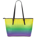 LGBT Pride Rainbow Gradient Print Leather Tote Bag
