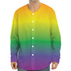 LGBT Pride Rainbow Gradient Print Long Sleeve Baseball Jersey