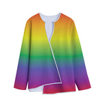 LGBT Pride Rainbow Gradient Print Long Sleeve Short Coat