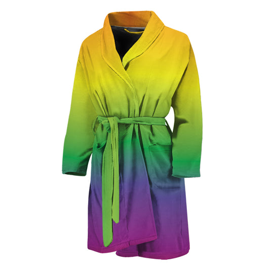 LGBT Pride Rainbow Gradient Print Men's Bathrobe