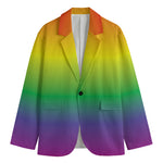 LGBT Pride Rainbow Gradient Print Men's Cotton Blazer