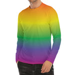 LGBT Pride Rainbow Gradient Print Men's Long Sleeve Rash Guard