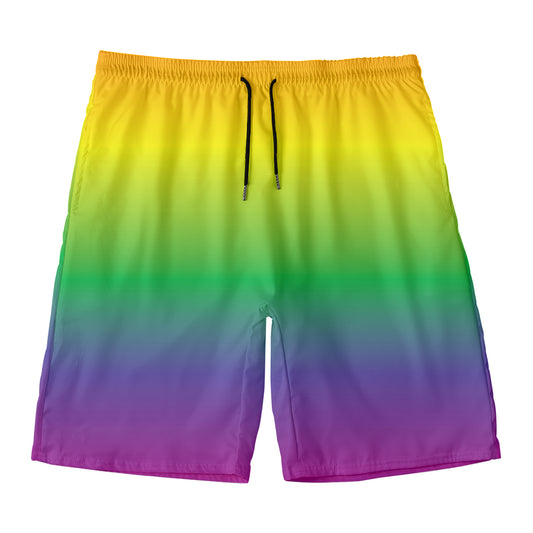 LGBT Pride Rainbow Gradient Print Men's Swim Trunks