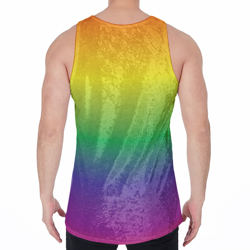 LGBT Pride Rainbow Gradient Print Men's Velvet Tank Top