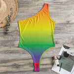 LGBT Pride Rainbow Gradient Print One Shoulder Bodysuit