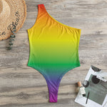 LGBT Pride Rainbow Gradient Print One Shoulder Bodysuit