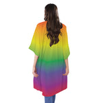LGBT Pride Rainbow Gradient Print Open Front Beach Cover Up