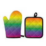 LGBT Pride Rainbow Gradient Print Oven Mitt And Pot Holder Set