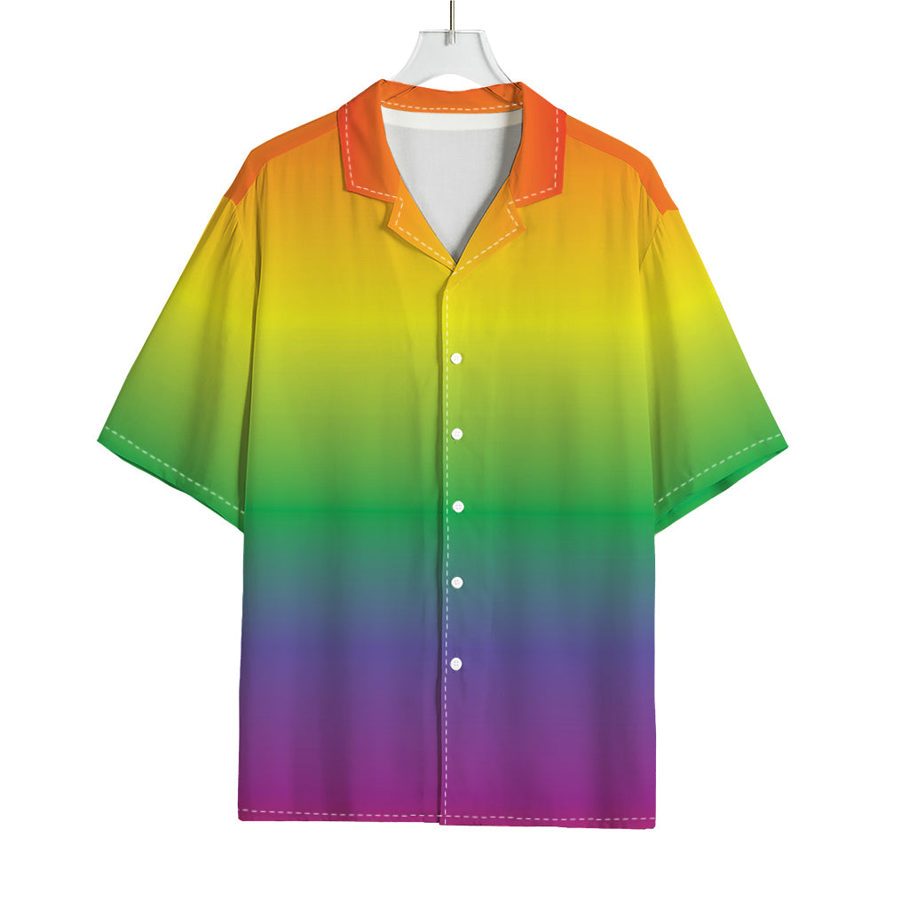 LGBT Pride Rainbow Gradient Print Rayon Hawaiian Shirt