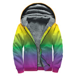 LGBT Pride Rainbow Gradient Print Sherpa Lined Zip Up Hoodie