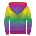 LGBT Pride Rainbow Gradient Print Sherpa Lined Zip Up Hoodie
