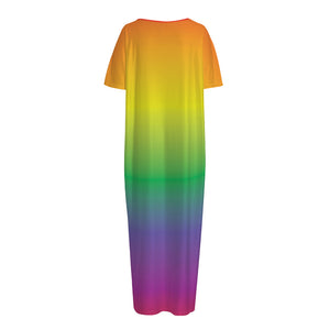 LGBT Pride Rainbow Gradient Print Short Sleeve Long Nightdress