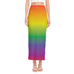 LGBT Pride Rainbow Gradient Print Side Slit Maxi Skirt