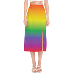 LGBT Pride Rainbow Gradient Print Side Slit Midi Skirt