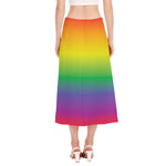 LGBT Pride Rainbow Gradient Print Side Slit Midi Skirt