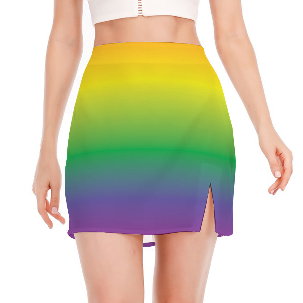 LGBT Pride Rainbow Gradient Print Side Slit Mini Skirt