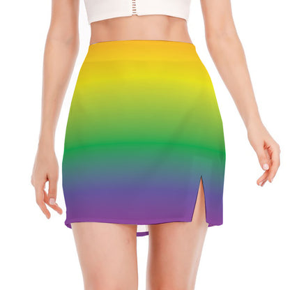 LGBT Pride Rainbow Gradient Print Side Slit Mini Skirt