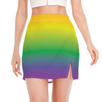 LGBT Pride Rainbow Gradient Print Side Slit Mini Skirt