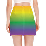 LGBT Pride Rainbow Gradient Print Side Slit Mini Skirt