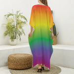 LGBT Pride Rainbow Gradient Print Silk V-Neck Kaftan Dress