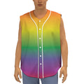 LGBT Pride Rainbow Gradient Print Sleeveless Baseball Jersey