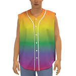 LGBT Pride Rainbow Gradient Print Sleeveless Baseball Jersey