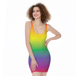 LGBT Pride Rainbow Gradient Print Sleeveless Bodycon Dress