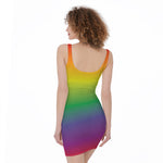 LGBT Pride Rainbow Gradient Print Sleeveless Bodycon Dress
