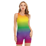 LGBT Pride Rainbow Gradient Print Sleeveless One Piece Swimsuit