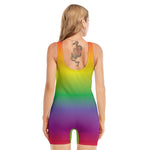 LGBT Pride Rainbow Gradient Print Sleeveless One Piece Swimsuit