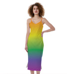 LGBT Pride Rainbow Gradient Print Slim Fit Midi Cami Dress