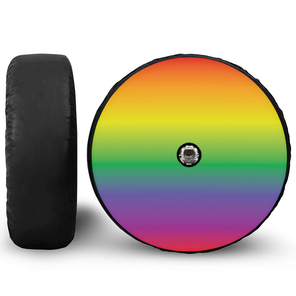 LGBT Pride Rainbow Gradient Print Tire Cover With Camera Hole